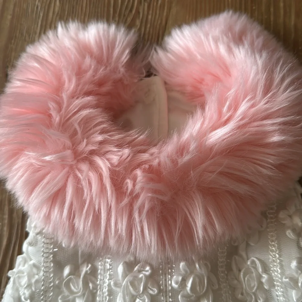 White and Pink Princess Dog Coat by Wooflink Size 5